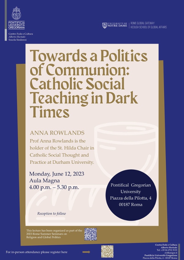 Towards a politics of communion: Catholic social teaching in dark times